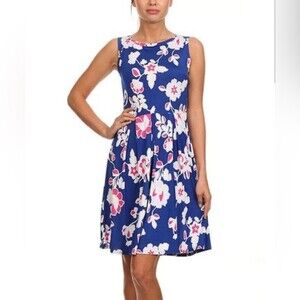 Pretty Young Thing royal blue and pink floral dress size medium